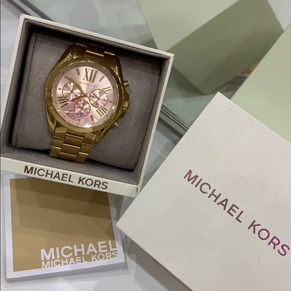 MICHAEL KORS Bradshaw Chronograph Watch—Gold/Rose